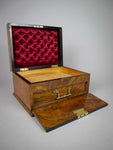 Large Walnut and Ebony Veneer Jewellery Box With Drawer, c.1910. - Harrington Antiques