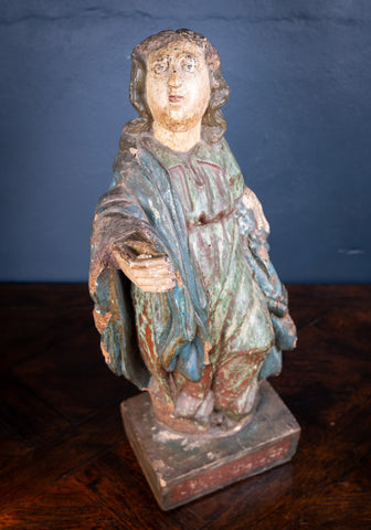 Late 17th / Early 18th Century Polychrome Carved Wooden Figure of The Madonna - Harrington Antiques