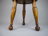 Late 19th Century Small Oak Needlework Stool With Tapered Ball Legs - Harrington Antiques