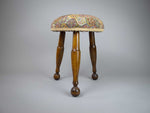 Late 19th Century Small Oak Needlework Stool With Tapered Ball Legs - Harrington Antiques