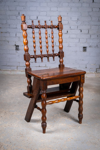 Late Georgian Oak Metamorphic Chair / Library Steps - Harrington Antiques