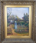 Mid 19th Century French School Impressionist Oil On Canvas - Mother & Child In Garden. - Harrington Antiques