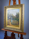 Mid 19th Century French School Impressionist Oil On Canvas - Mother & Child In Garden. - Harrington Antiques