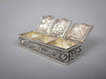 Mid 20th Century Continental Silver Plated Pill Box With Harvest Repousse - Harrington Antiques