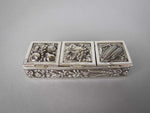 Mid 20th Century Continental Silver Plated Pill Box With Harvest Repousse - Harrington Antiques