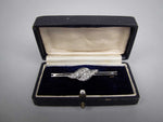 Mid-Century 18 Carat White Gold & Diamond Bar Brooch / Pendant. - Harrington Antiques