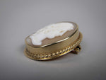 Mid-Century 9 Carat Gold Bullmouth Shell Cameo Brooch (Artist Signed). - Harrington Antiques