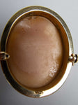 Mid-Century 9 Carat Gold Bullmouth Shell Cameo Brooch (Artist Signed). - Harrington Antiques