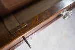 Mid Victorian Oak Writing Desk With Single Drawer, Key & Ceramic Castors. - Harrington Antiques