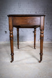 Mid Victorian Oak Writing Desk With Single Drawer, Key & Ceramic Castors. - Harrington Antiques