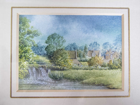 Miniature Watercolour 'Duddington, Northants' by Fay Howison - Framed. - Harrington Antiques