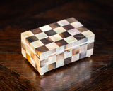 Mother of Pearl & Abalone Chequered Trinket Box, c.1910 - Harrington Antiques