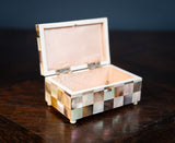 Mother of Pearl & Abalone Chequered Trinket Box, c.1910 - Harrington Antiques