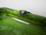 Near Pair of Czech Green Intaglio Dishes With Brass Filigree and Jewel Detail. - Harrington Antiques