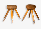 Near Pair Of Vintage Suede Pommel Horses by Niels Larsen & Son Ltd, c.1920 & 1940. - Harrington Antiques