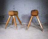 Near Pair Of Vintage Suede Pommel Horses by Niels Larsen & Son Ltd, c.1920 & 1940. - Harrington Antiques