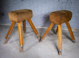 Near Pair Of Vintage Suede Pommel Horses by Niels Larsen & Son Ltd, c.1920 & 1940. - Harrington Antiques