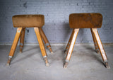 Near Pair Of Vintage Suede Pommel Horses by Niels Larsen & Son Ltd, c.1920 & 1940. - Harrington Antiques