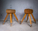 Near Pair Of Vintage Suede Pommel Horses by Niels Larsen & Son Ltd, c.1920 & 1940. - Harrington Antiques