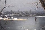 Nils Hans Christiansen (Danish, 1850-1922) - Skaters In A Winter Landscape. - Harrington Antiques