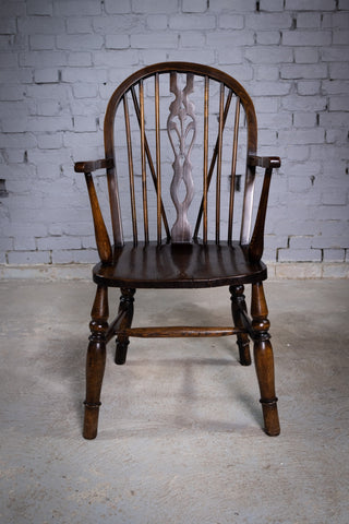 Oak & Elm Prince Of Wales Feathers Windsor Chair, c.1860. - Harrington Antiques