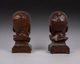 Pair 19th Century Oak Chorister / Choir Newel Post Caps - Harrington Antiques