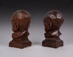 Pair 19th Century Oak Chorister / Choir Newel Post Caps - Harrington Antiques