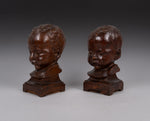 Pair 19th Century Oak Chorister / Choir Newel Post Caps - Harrington Antiques