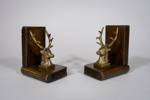 Pair of 19th Century Bronze Stag Bookends - Harrington Antiques
