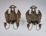 Pair Of Bronze Bat Wall Sconces After William Tonks & Sons For Liberty's. - Harrington Antiques