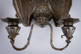 Pair Of Bronze Bat Wall Sconces After William Tonks & Sons For Liberty's. - Harrington Antiques