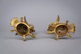 Pair Of French 'Japanesque' Gilt Bronze Candlesticks, c.1890. - Harrington Antiques