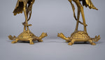 Pair Of French 'Japanesque' Gilt Bronze Candlesticks, c.1890. - Harrington Antiques