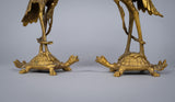 Pair Of French 'Japanesque' Gilt Bronze Candlesticks, c.1890. - Harrington Antiques