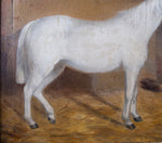 Portrait Of A White Horse In Stable, Signed & Dated 'R. Cooper, 1849'. Oil On Canvas. - Harrington Antiques