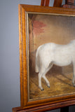 Portrait Of A White Horse In Stable, Signed & Dated 'R. Cooper, 1849'. Oil On Canvas. - Harrington Antiques