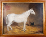 Portrait Of A White Horse In Stable, Signed & Dated 'R. Cooper, 1849'. Oil On Canvas. - Harrington Antiques