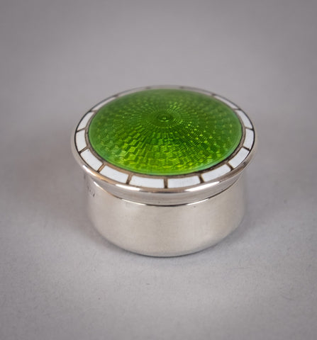 Rare Sterling Silver & Dual Enamel Pill Box by Levi & Salaman, c.1910. - Harrington Antiques