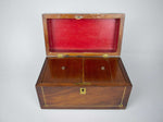 Regency George IV Mahogany & Brass Inlaid Tea Caddy With Interior Compartments. - Harrington Antiques