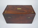 Regency George IV Mahogany & Brass Inlaid Tea Caddy With Interior Compartments. - Harrington Antiques