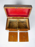 Regency George IV Mahogany & Brass Inlaid Tea Caddy With Interior Compartments. - Harrington Antiques