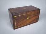 Regency George IV Mahogany & Brass Inlaid Tea Caddy With Interior Compartments. - Harrington Antiques