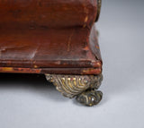 Regency Red Leather & Brass Workbox With Secret Compartment. - Harrington Antiques