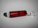 Ruby Glass and Sterling Silver Triangular Cut Double Ended Scent Bottle, c.1890-1900. - Harrington Antiques