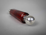 Ruby Glass and Sterling Silver Triangular Cut Double Ended Scent Bottle, c.1890-1900. - Harrington Antiques