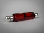 Ruby Glass and Sterling Silver Triangular Cut Double Ended Scent Bottle, c.1890-1900. - Harrington Antiques