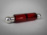 Ruby Glass and Sterling Silver Triangular Cut Double Ended Scent Bottle, c.1890-1900. - Harrington Antiques