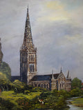 'Salisbury Cathedral - In The Style of John Constable' by G. Knight. Large Oil Painting. - Harrington Antiques
