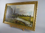'Salisbury Cathedral - In The Style of John Constable' by G. Knight. Large Oil Painting. - Harrington Antiques