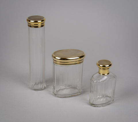 Set Of Three Silver Gilt Dressing Table Jars by B & G West, London, 1942 - Harrington Antiques